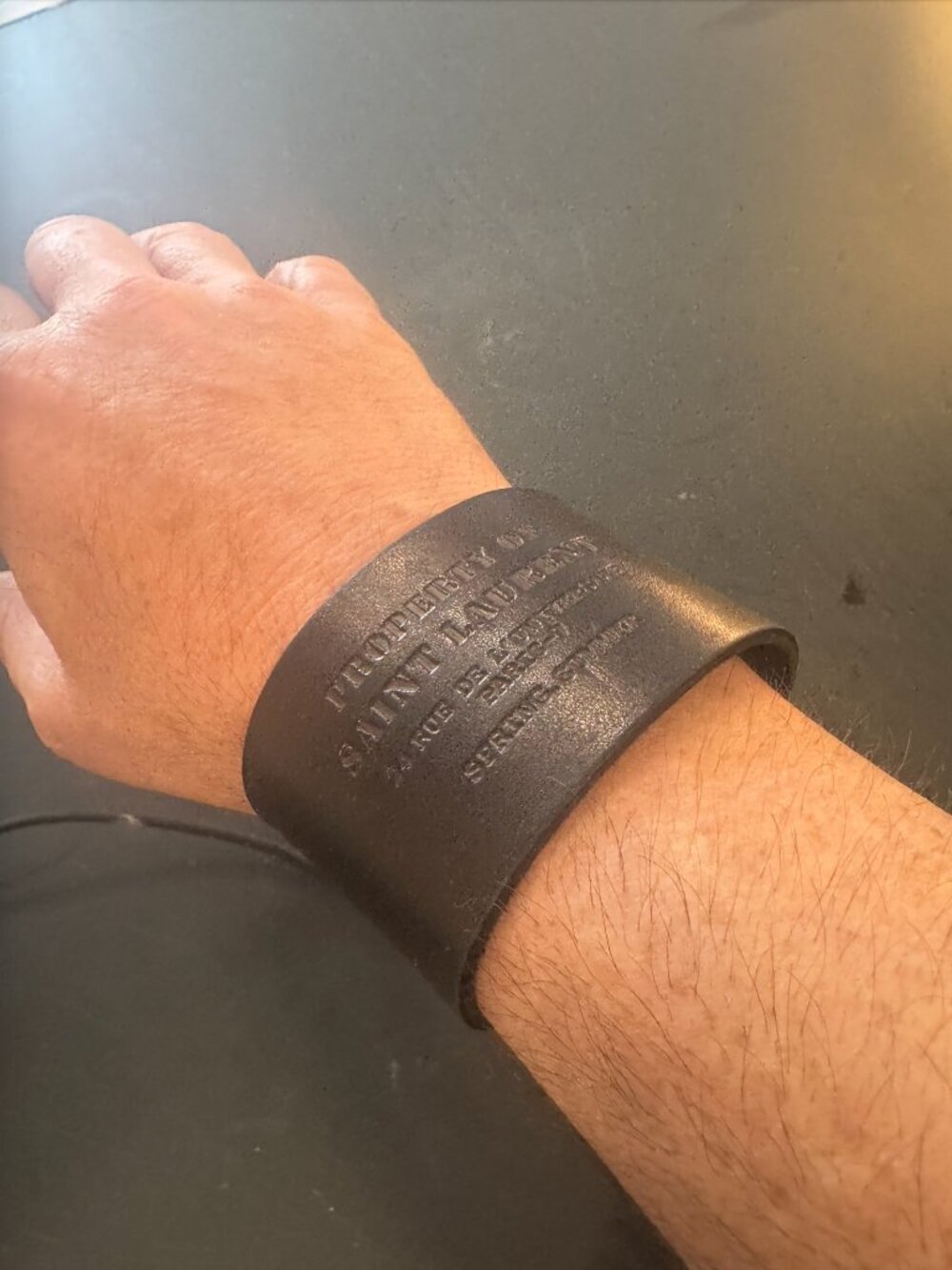Saint Laurent Black Leather Cuff Bracelet